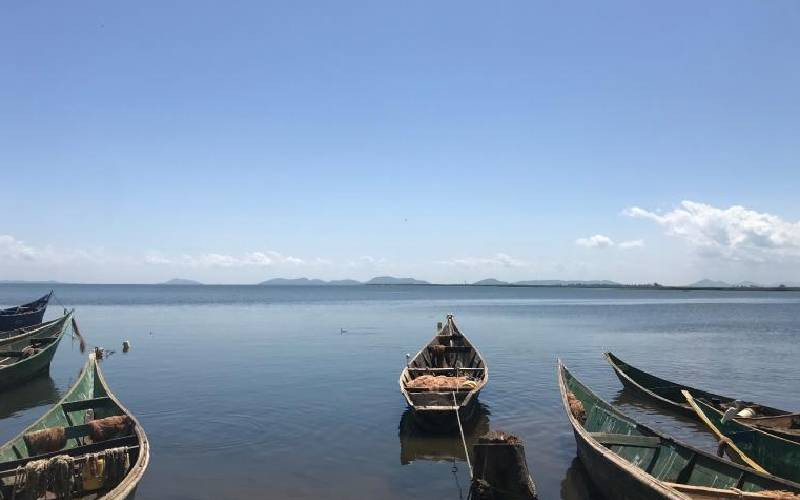 Fishing boats on Lake Victoria at Usenge Beach